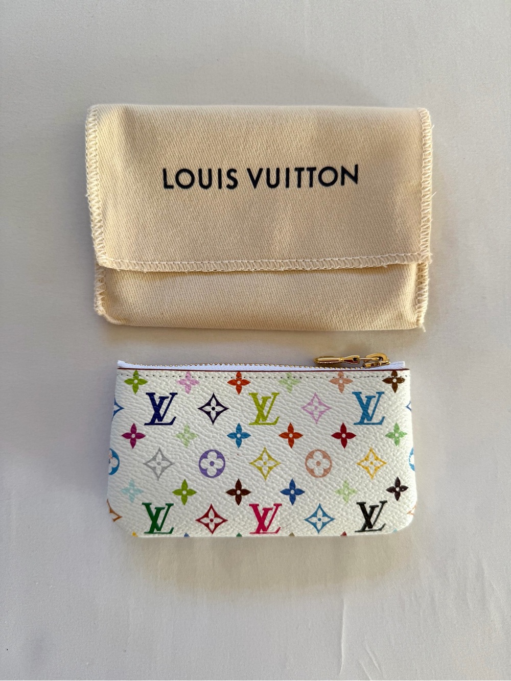 Louis Vuitton Murakami 2026 White Multicolor Monogram Zip Pouch